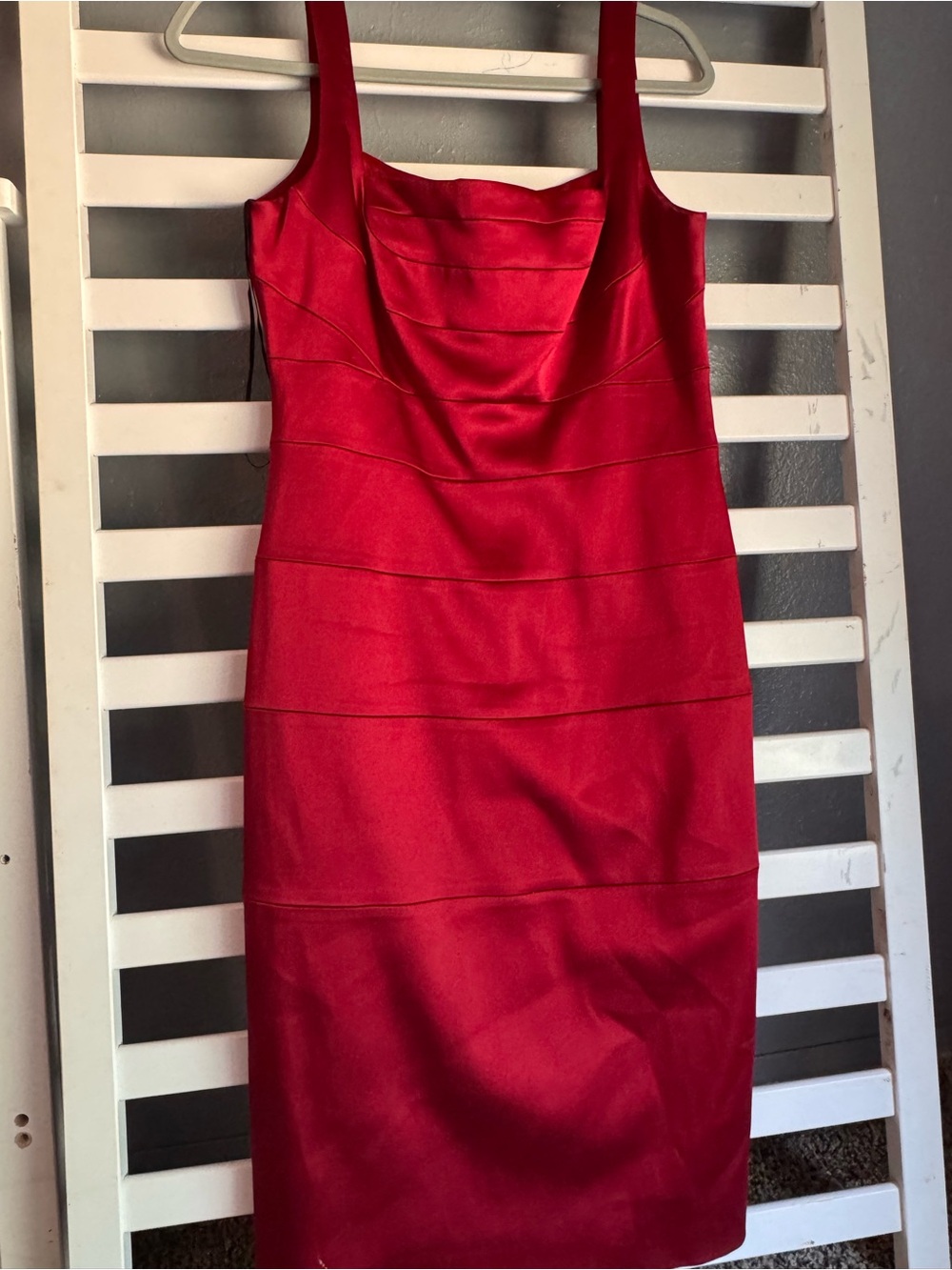 Jax Red Satin Midi Sheath Dress